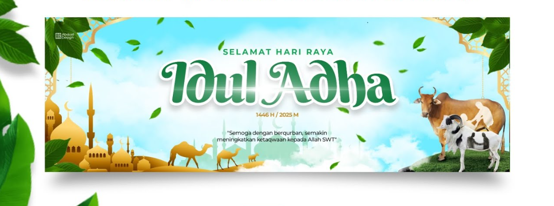 Cetak Banner Selamat Idul Adha Custom Logo Masjid atau Komunitas