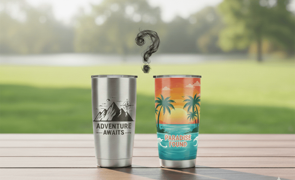 Tumbler Custom Grafir dan Print UV. Lebih Baik Mana ?